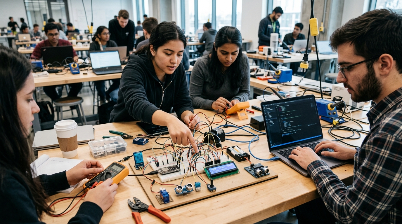Smart India Hackathon hardware prototype with breadboard and sensors